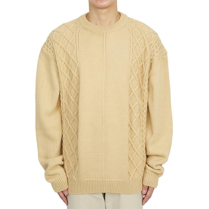 FAMILY FIRST Braid Knit Crewneck Sweater for Men