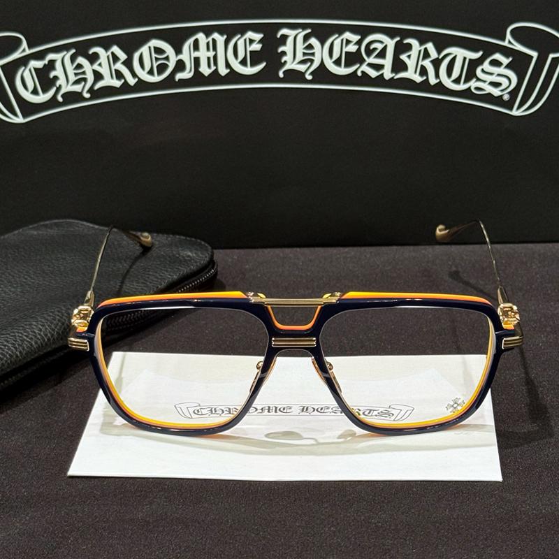 Chrome Hearts Initt Navy Multi Color Eyeglasses Gold Accents