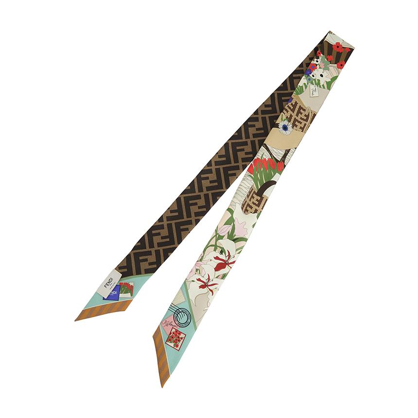 FENDI Optical Print Wrappy Women Silk Scarf Scarf
