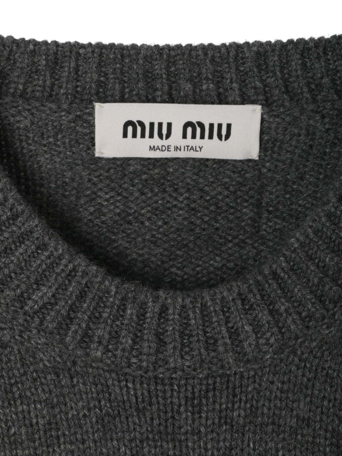 Miu Miu Back Logo Cashmere Crewneck Sweater Gray