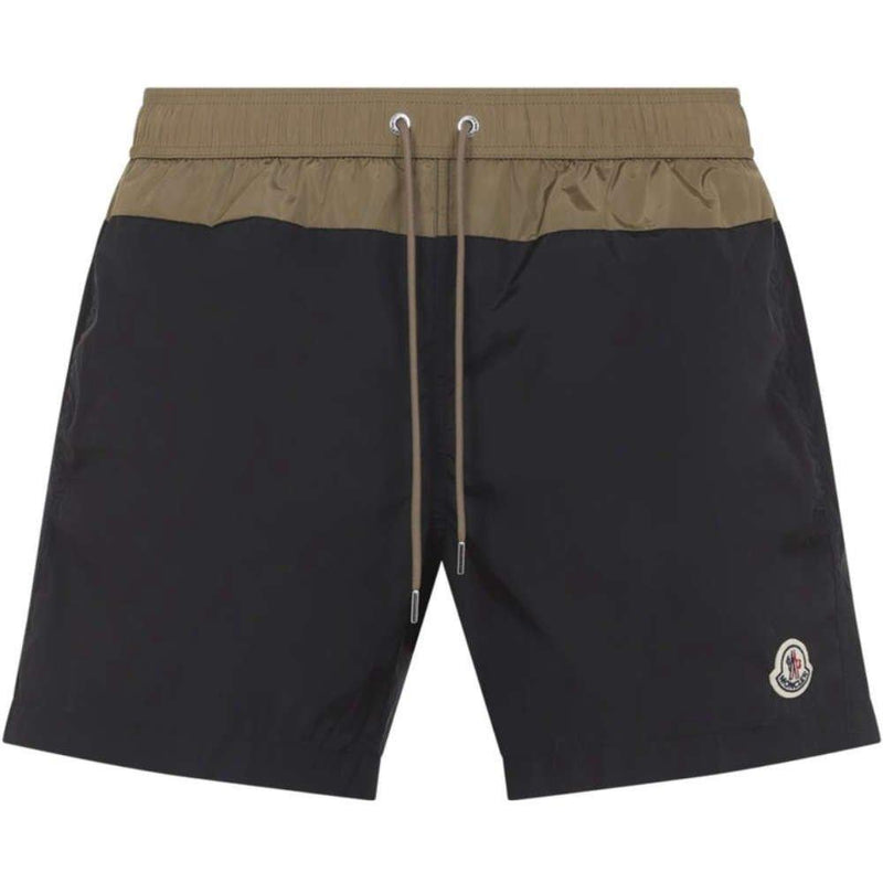 Moncler Logo Patch Black Swim Shorts for Men