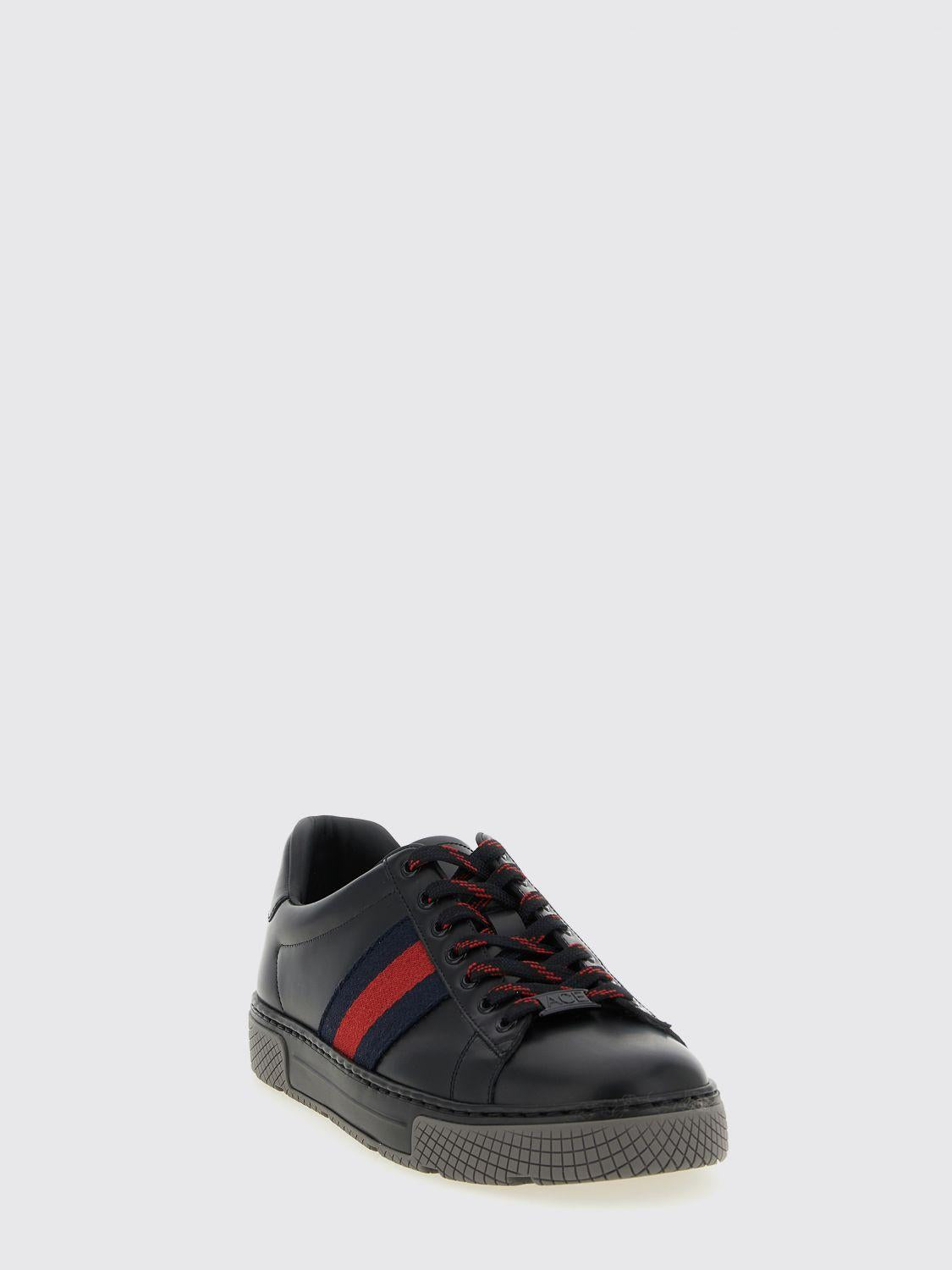 GUCCI Black Leather Low-Top Sneakers