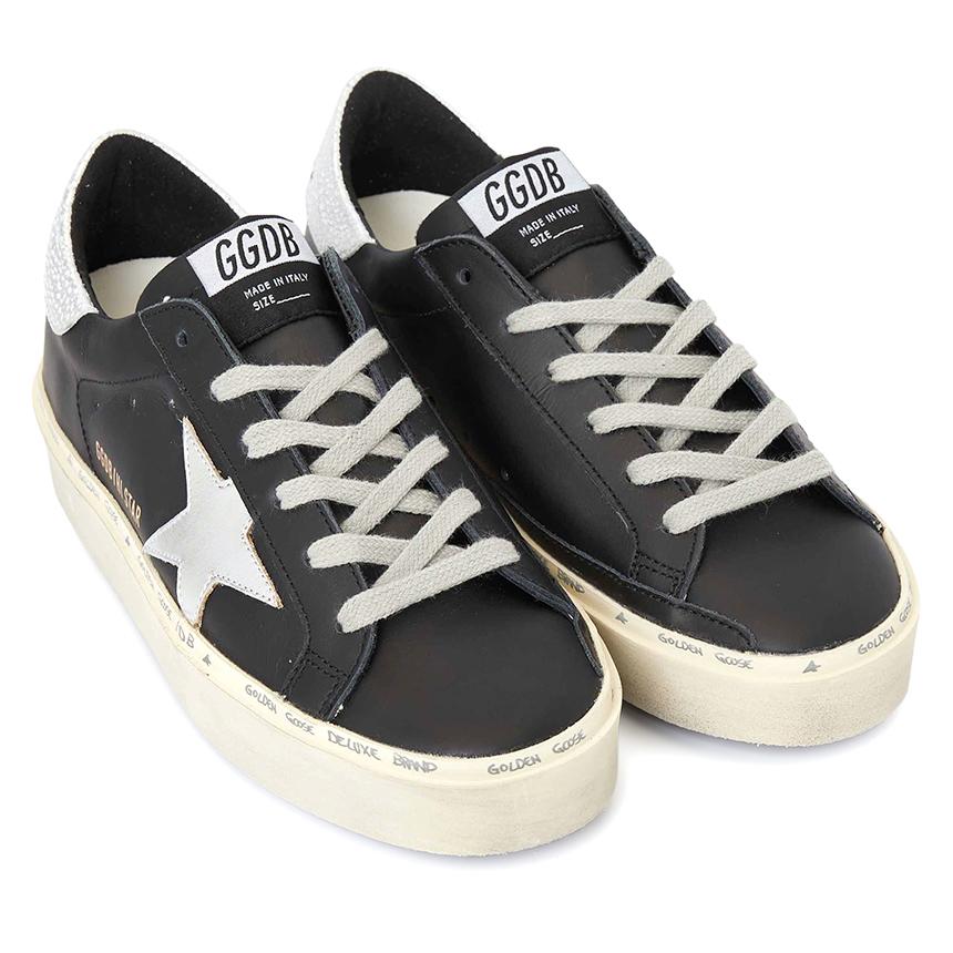 GOLDEN GOOSE Hi Star Leather Low-Top Sneakers Women White Silver