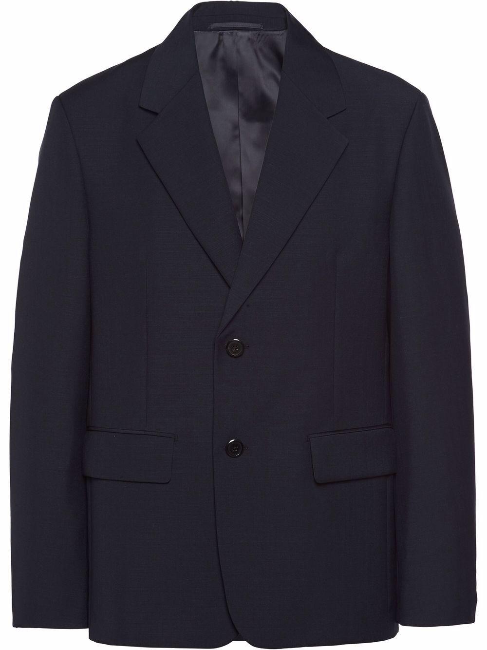 PRADA Black Wool Single-Breasted Blazer Jacket for Men