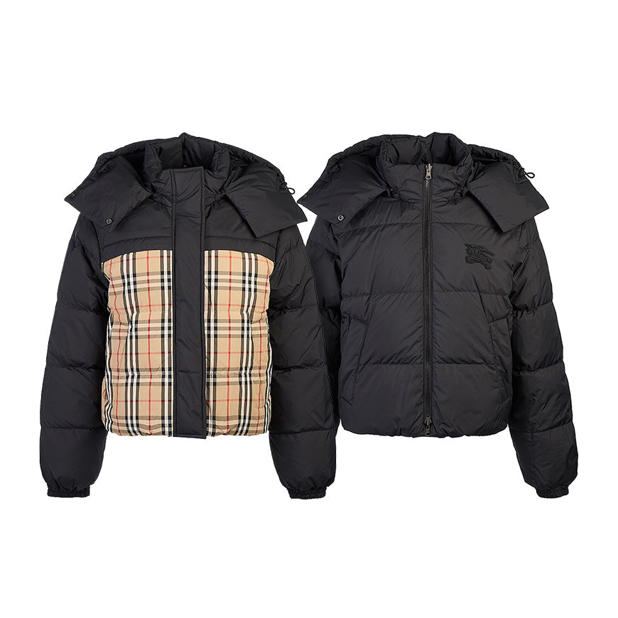 BURBERRY Women’s Reversible Check Cropped Puffer Jack 8079475 W LYDDEN REV A7028