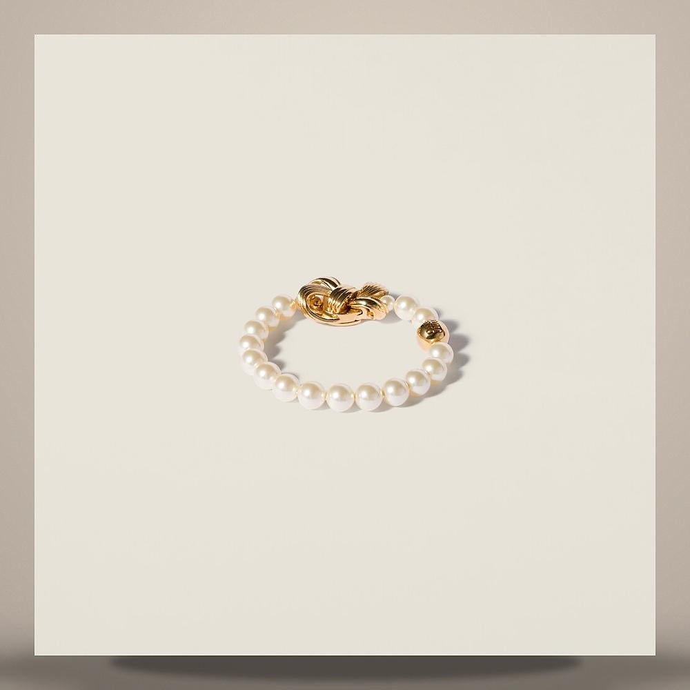 Miu Miu Metal and Pearl Bracelet 5IB819 2G9N F0SAJ