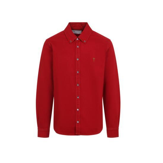 AMI Ruby Red Denim Long Sleeve Shirt