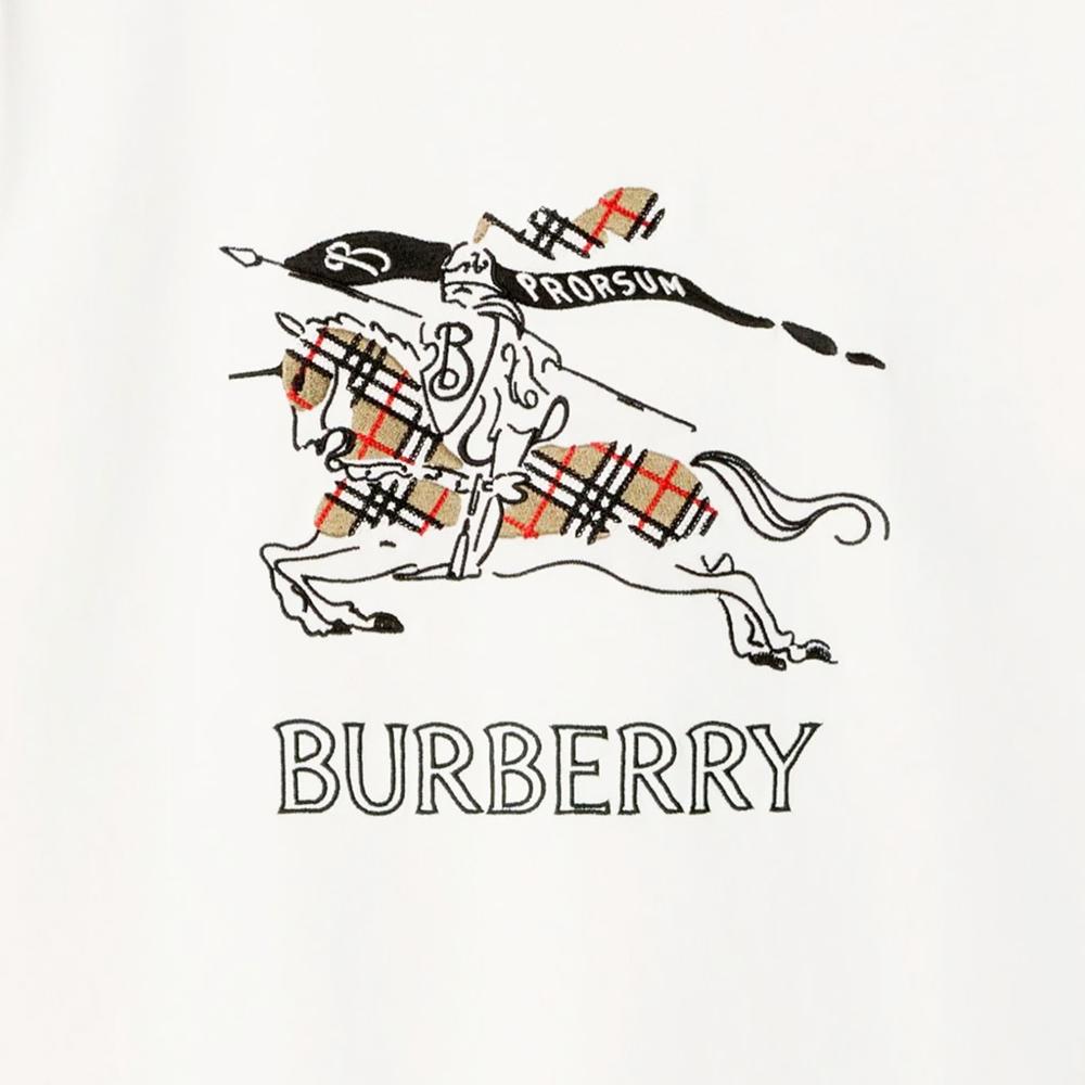 BURBERRY Lined Drawing Logo Print Short Sleeve T-Shirt White 8121038