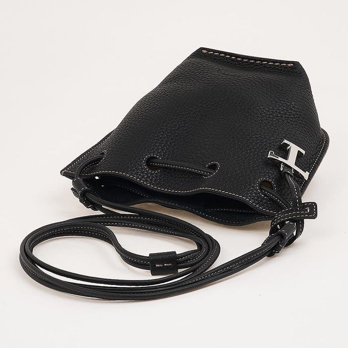 Tods Micro Bucket Shoulder Bag Black Leather Women