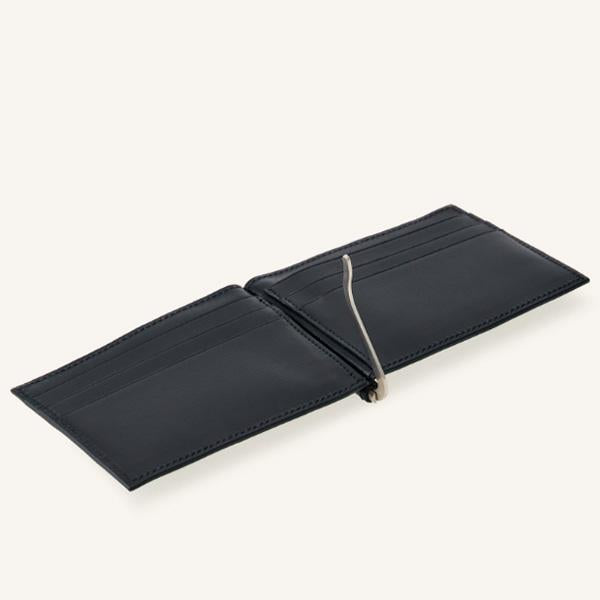 Ferragamo Pebbled Calfskin 6CC Money Clip Wallet