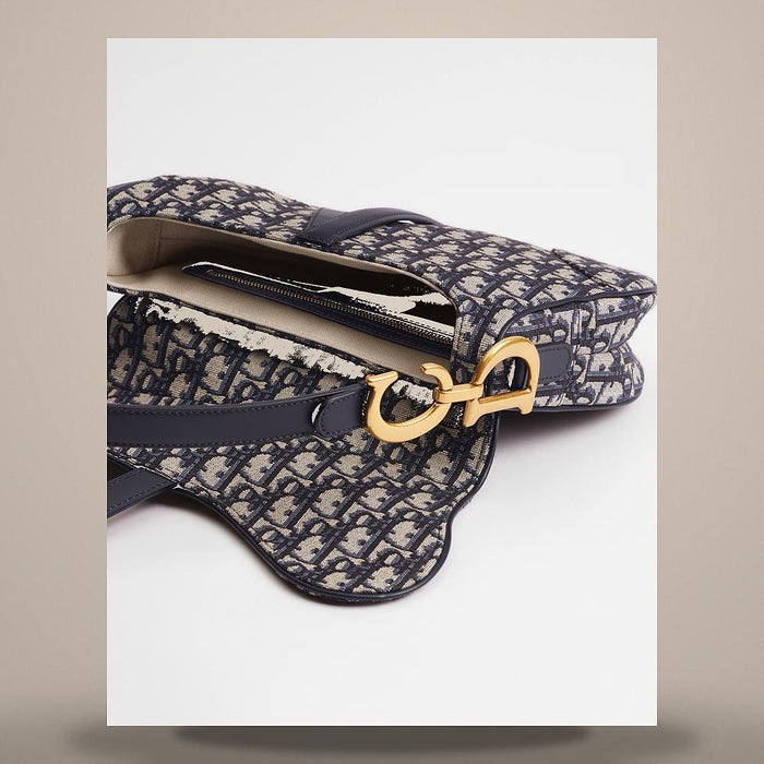 DIOR Saddle Strap Bag Blue Dior Oblique Jacquard Crossbody Bag
