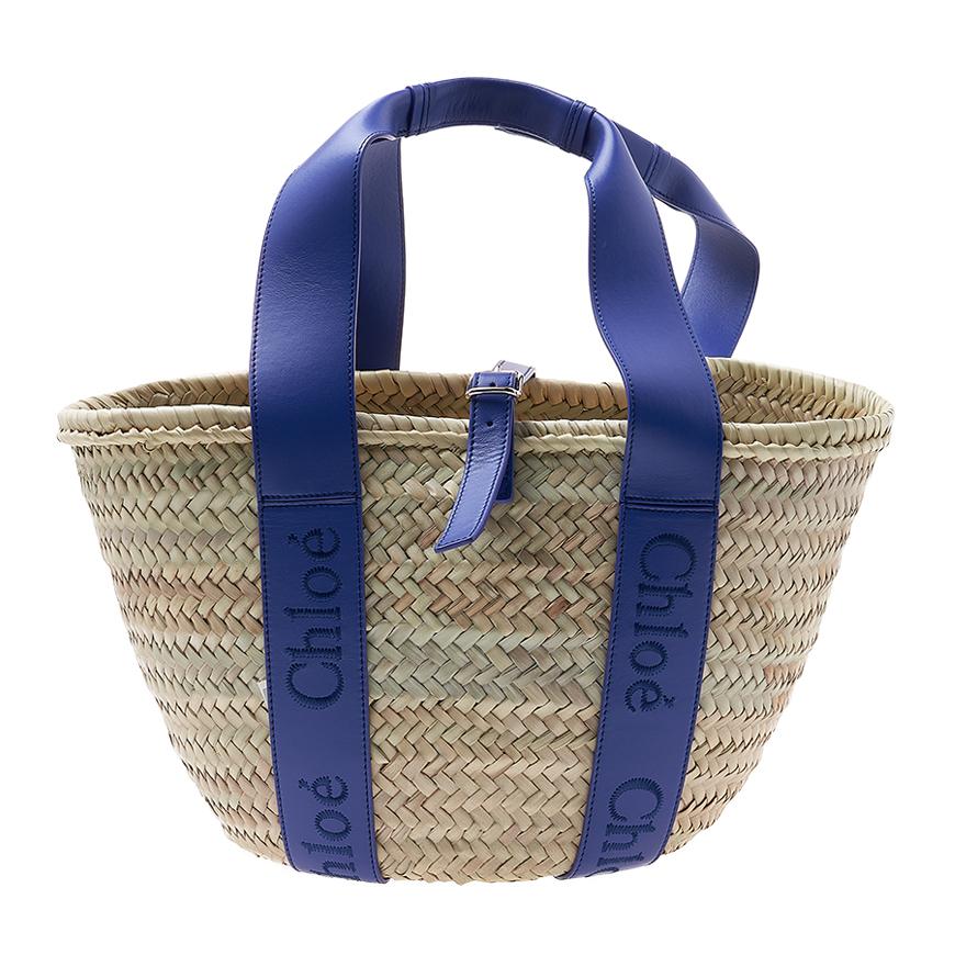 Mulberry Medium Basket Tote Bag Women’s Sense Style, Blue Woven