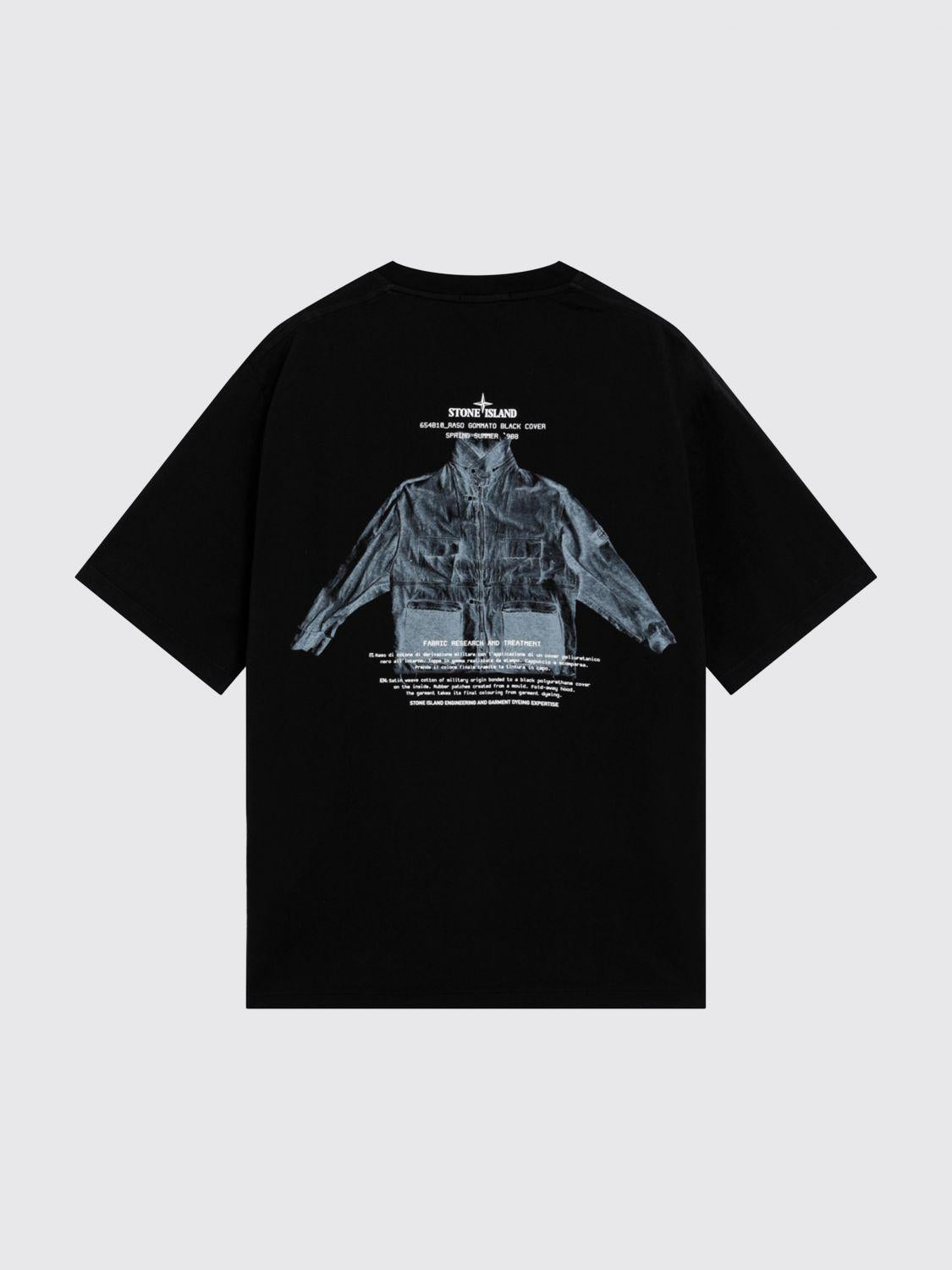 STONE ISLAND Black Cotton Short Sleeve T-Shirt