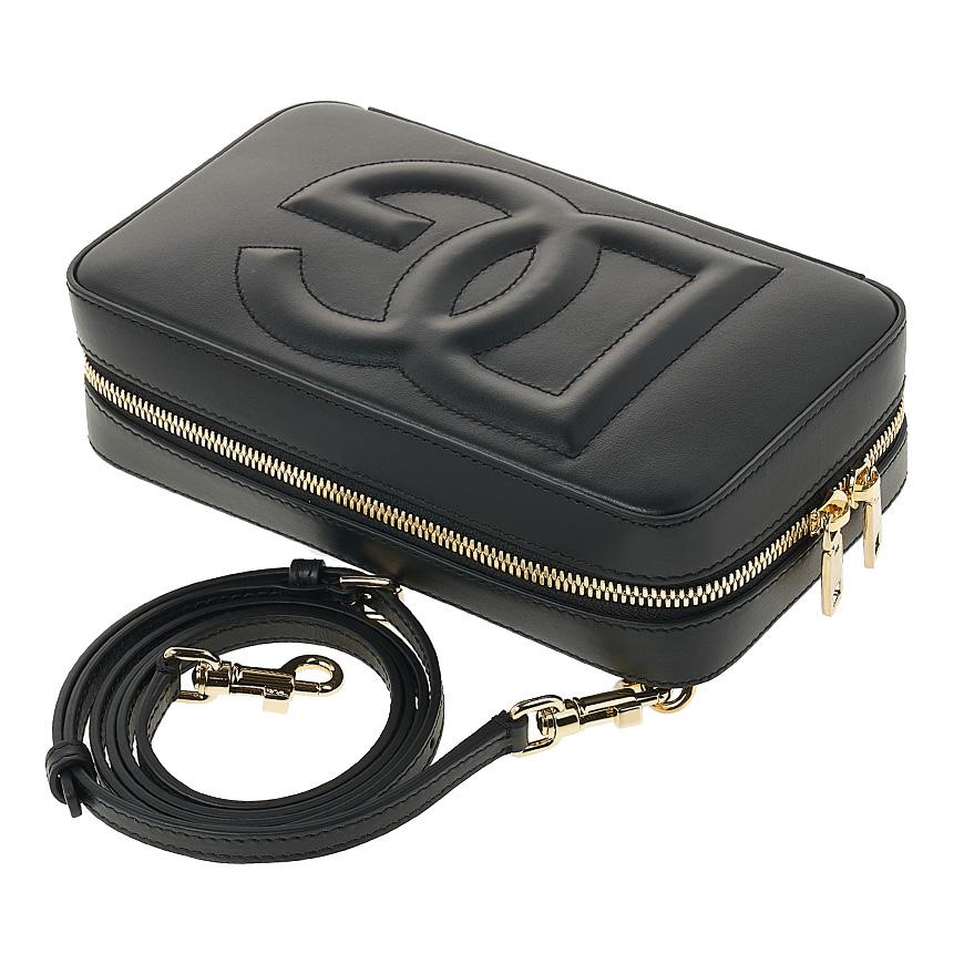 D&G Women’s DG Logo Camera Bag Black Crossbody Leather