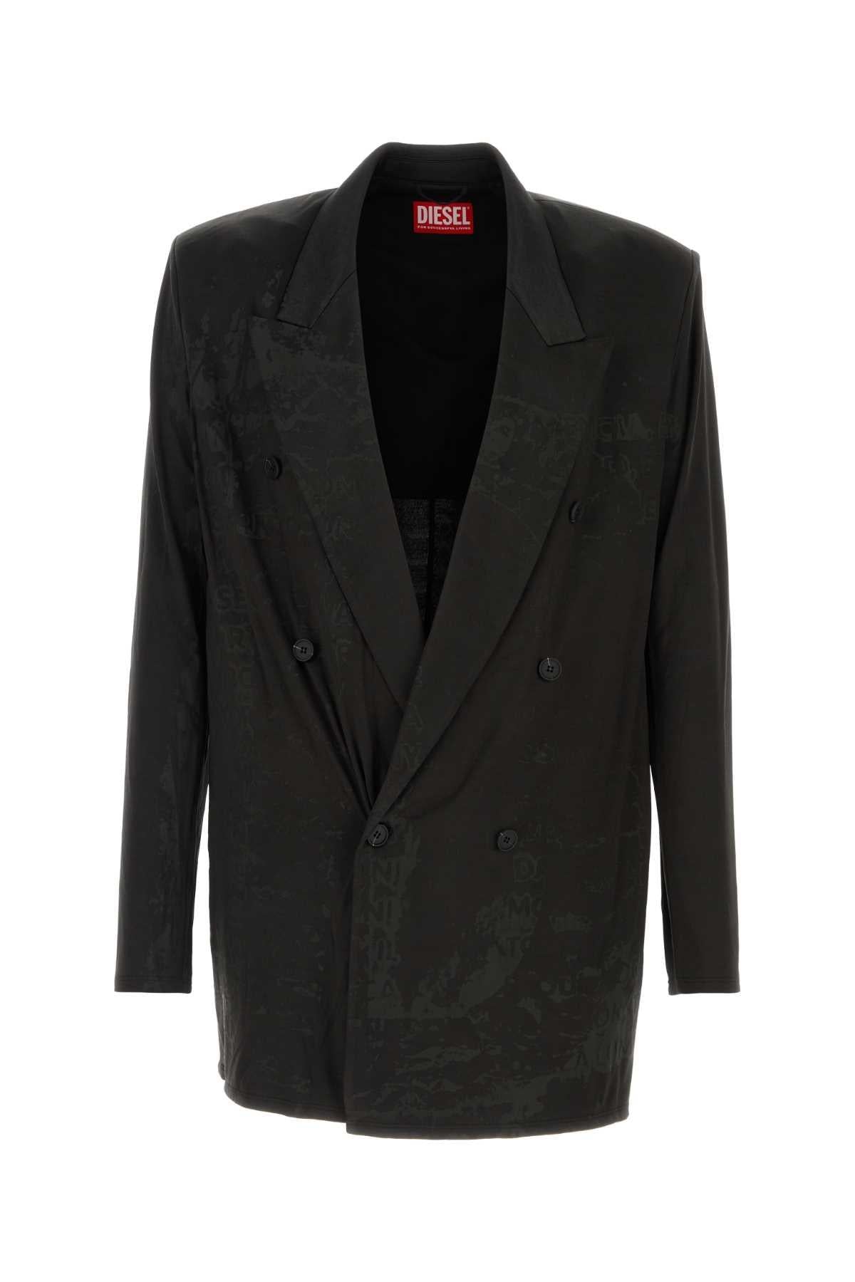 DIESEL Black Wool Blend Single-Breasted Suit Blazer Jacket