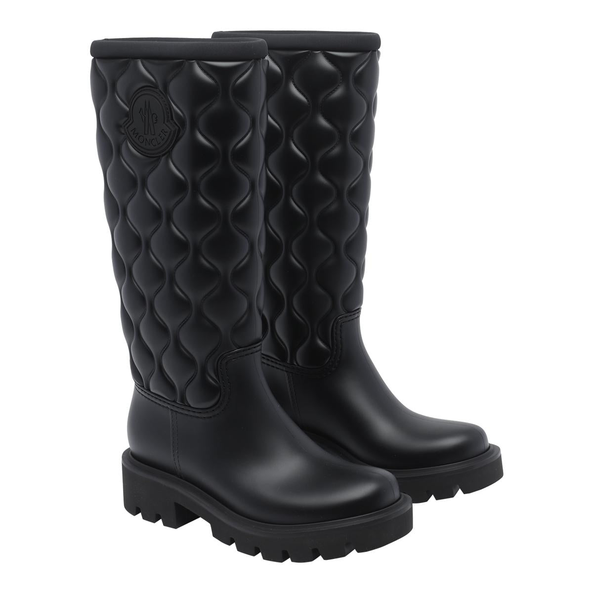 Moncler Black Leather Mid-Calf Ankle Boots