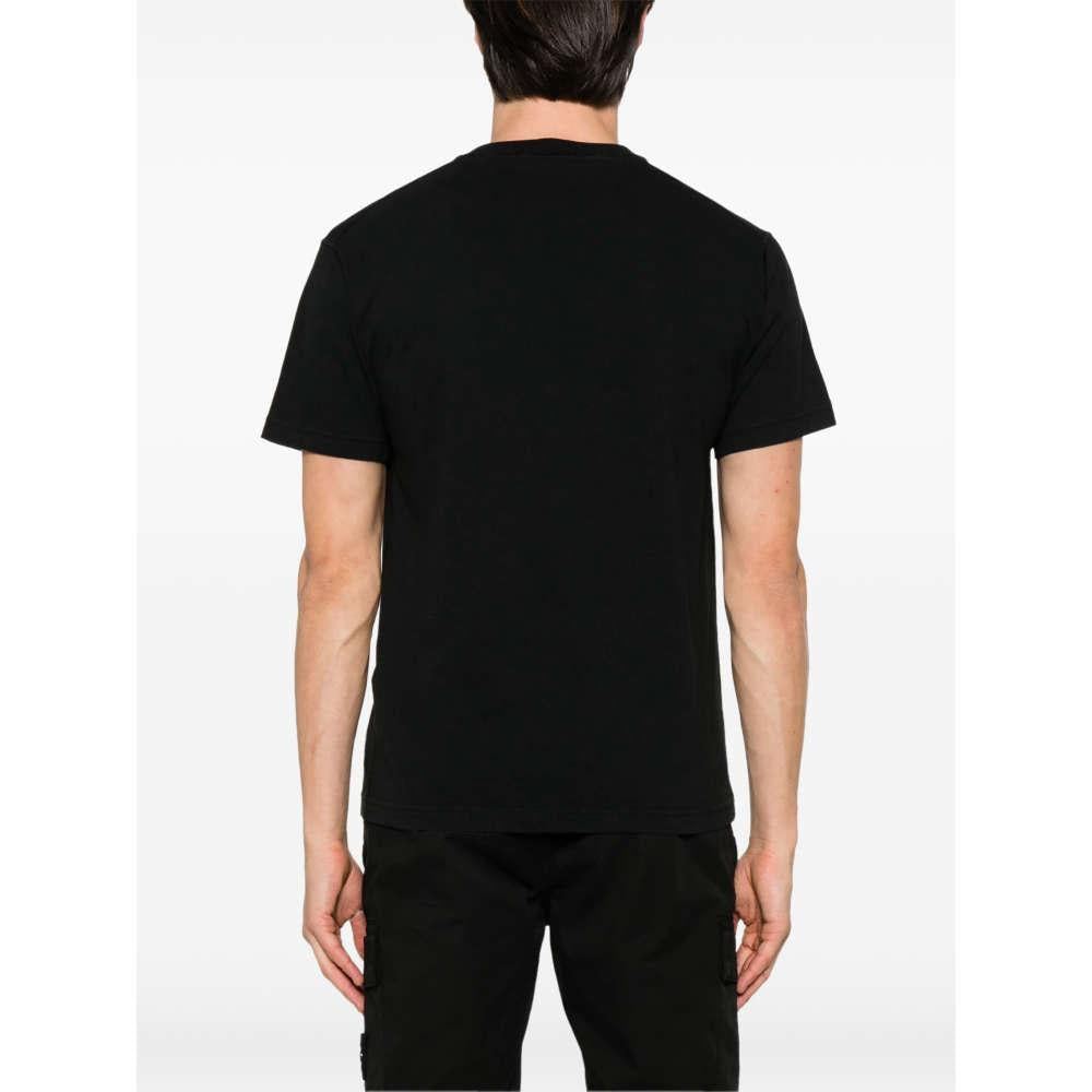 STONE ISLAND Black Cotton Short Sleeve Logo Patch T-Shirt S152100237 S0057 V0029
