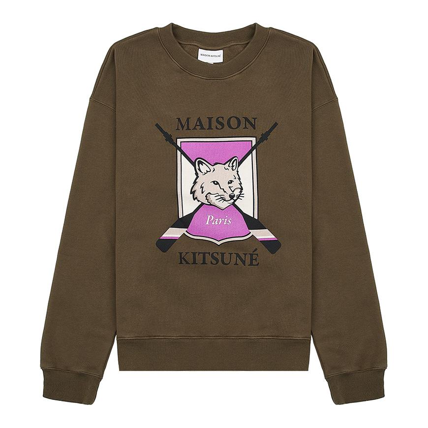 Maison Kitsune College Fox Print Comfort Sweatshirt for Wome LW00306KM0307 KHAKI