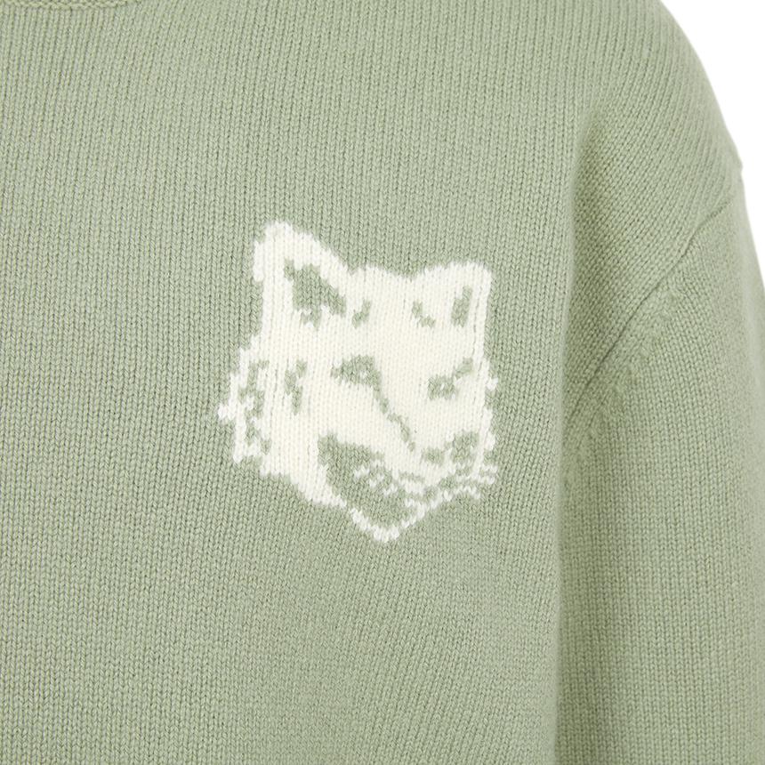 Maison Kitsune Fox Head Logo Crewneck Knit Sweater Men Navy PM00816 KM0329 0396