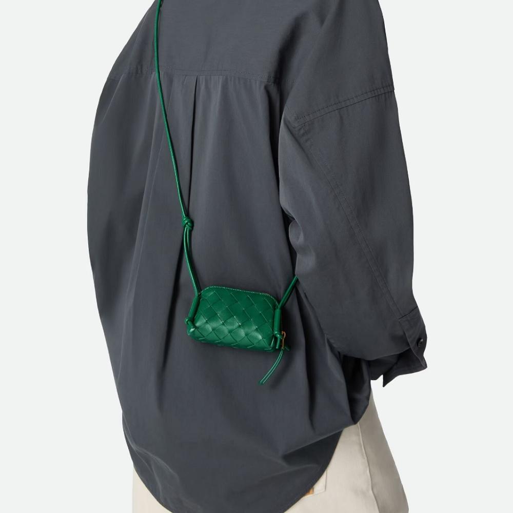 Bottega Veneta Intrecciato Candy Concert Pouch Jungle Green