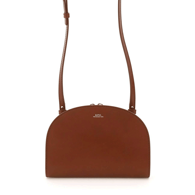 A.P.C. Demi Lune Leather Crossbody Shoulder Bag PXAWV F61596 CAD
