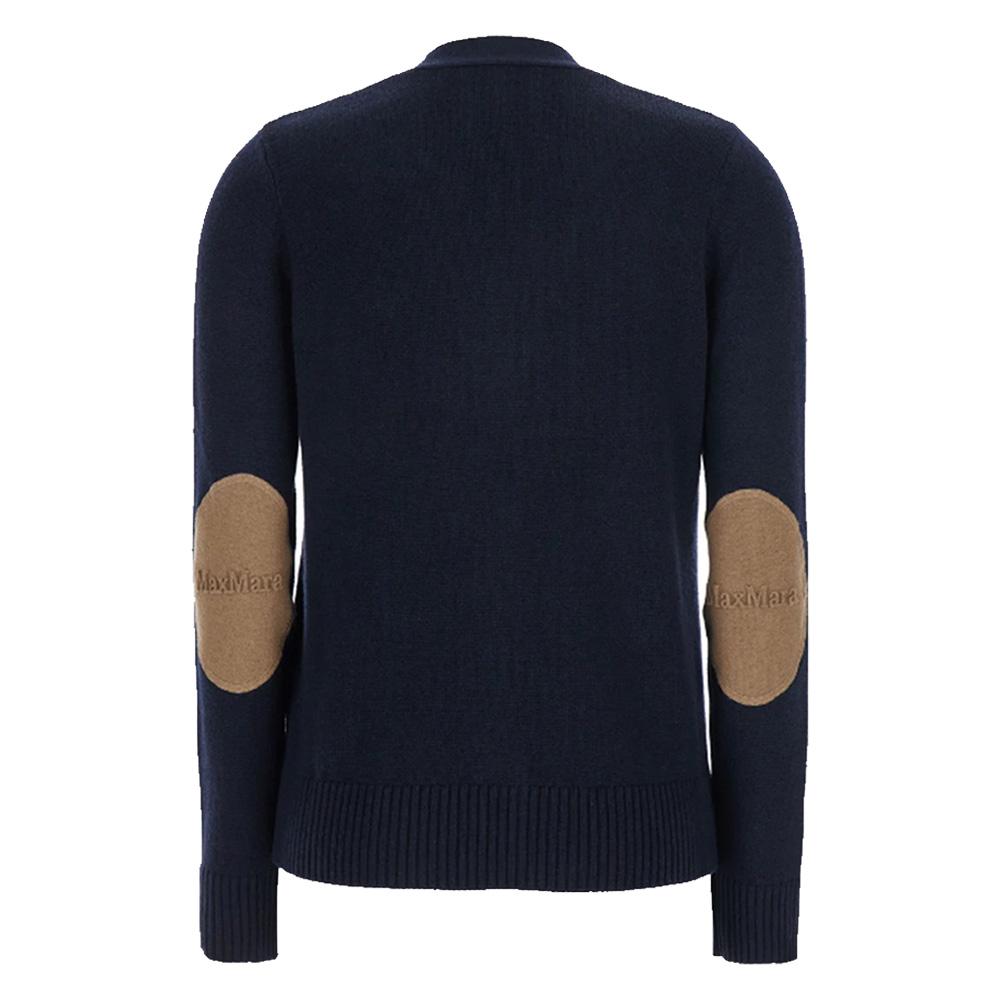 Max Mara V-Neck Wool Cardigan Navy 2529346021 006