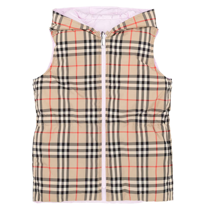 BURBERRY Reversible Hooded Logo Down Puffer Vest Women