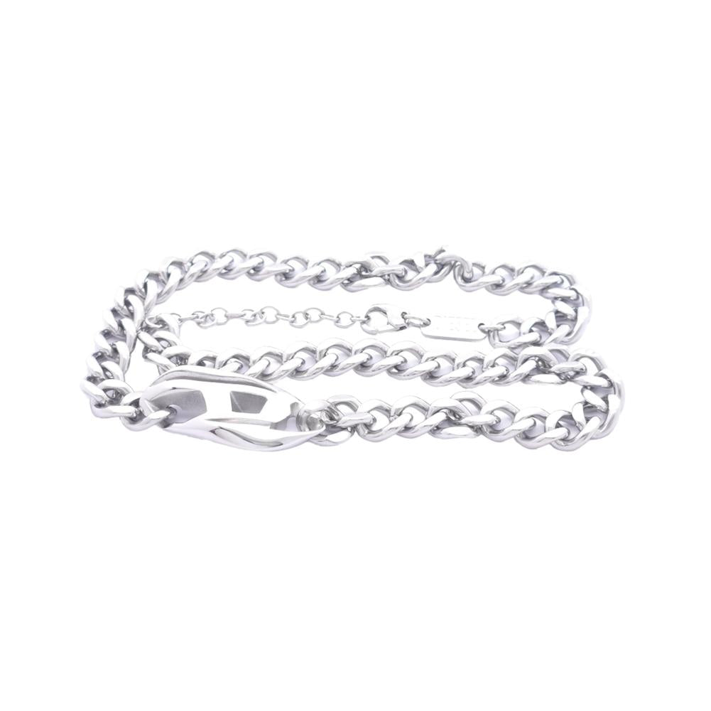 DIESEL D Logo Stainless Steel Chain Necklace for Men DX1412040