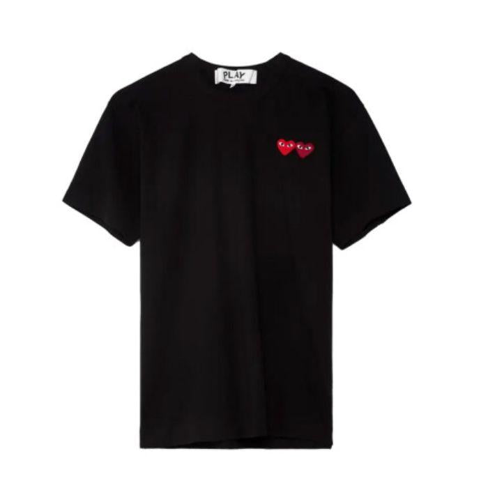 Comme des Garcons Unisex Double Heart Patch Short Sleeve T-Shirt
