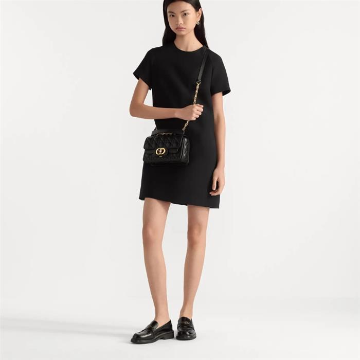 DIOR Jolie Small Top Handle Bag Black Leather Shoulder Bag