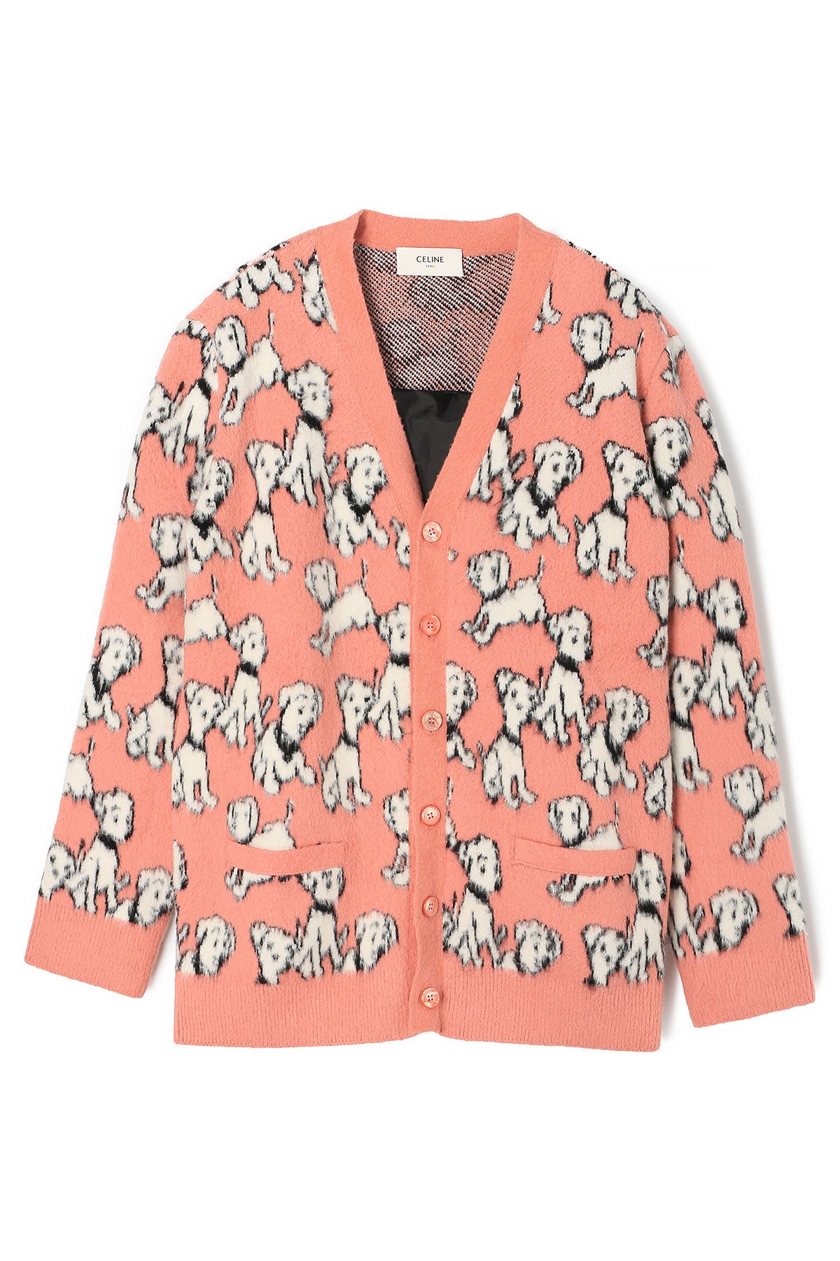 CELINE Artist Jacquard Brushed Cotton-Wool Cardigan Pink