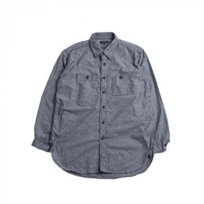 Engineered Garments Indigo Cotton Chambray Work Shirt Long 24F1A007 PS017 ZT194