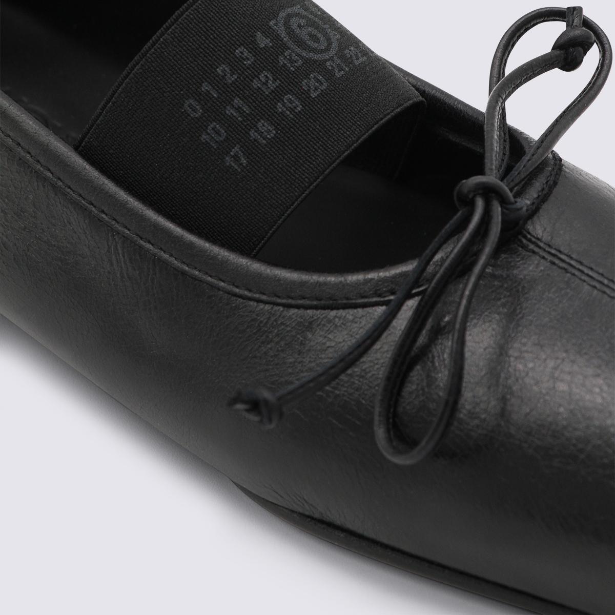 Maison Margiela Black Leather Ballet Flat Shoes