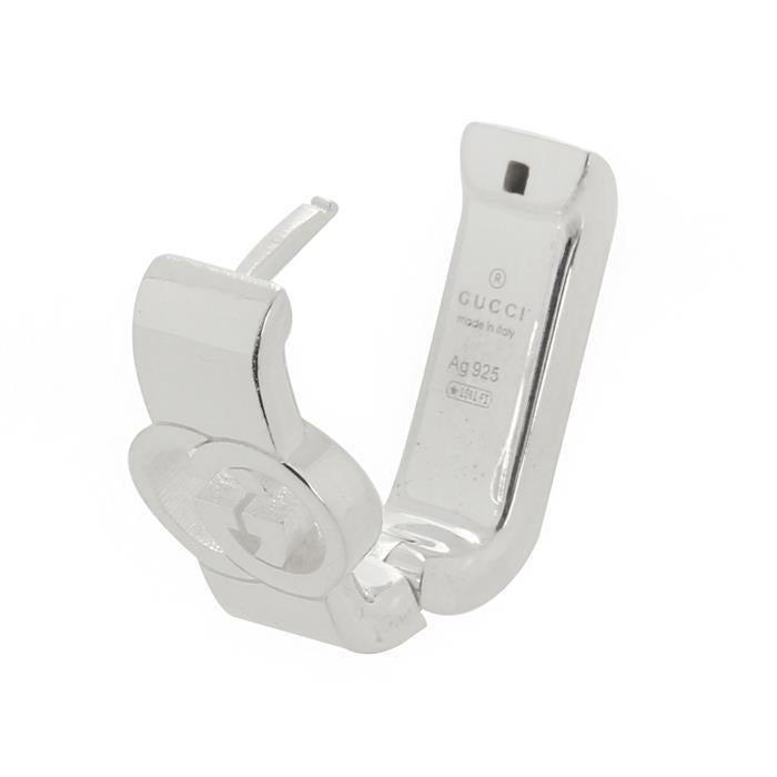 GUCCI Interlocking Heart Earrings Silver-Tone Jewelry 817026 001