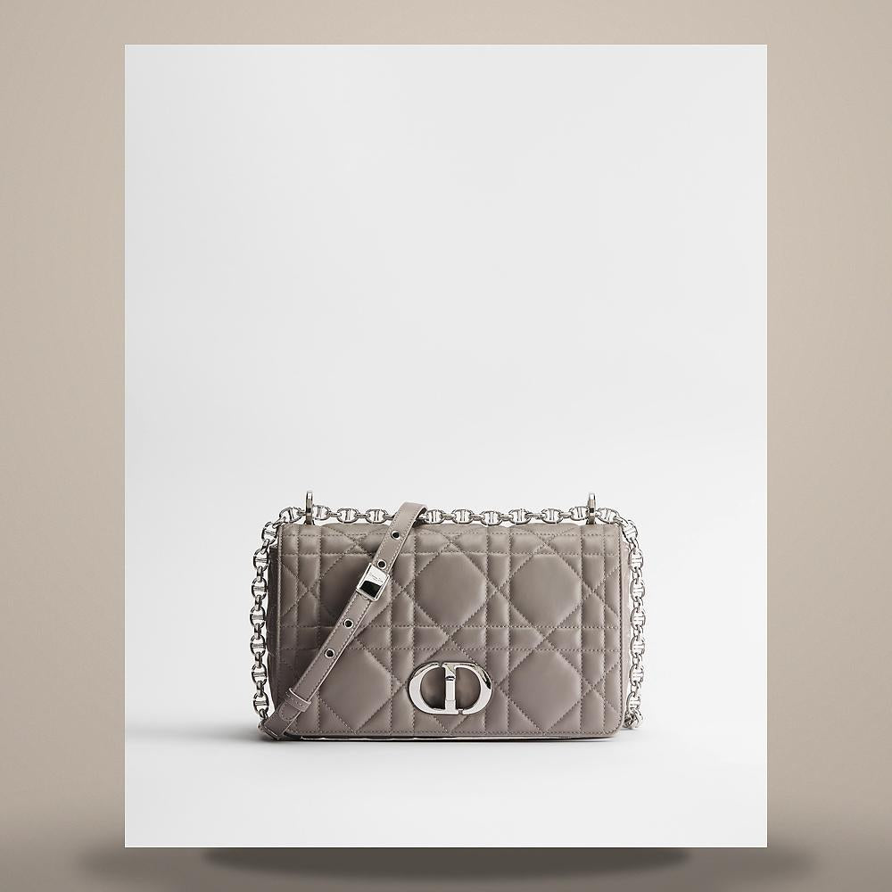 DIOR Soft Dior Caro Bag Medium Gray Trianon Macro Cannage Lambski M9253PHPA M63G