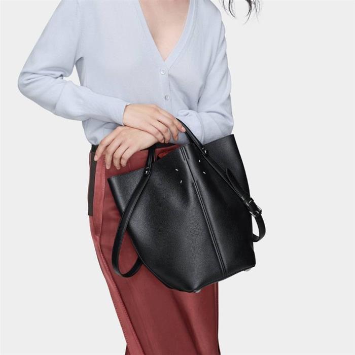 Maison Margiela Dress Age Medium Tote Bag Black Leather