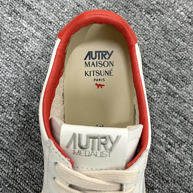 AUTRY Men’s Medalist Leather Low-Top Sneakers White/Red AULMMK02