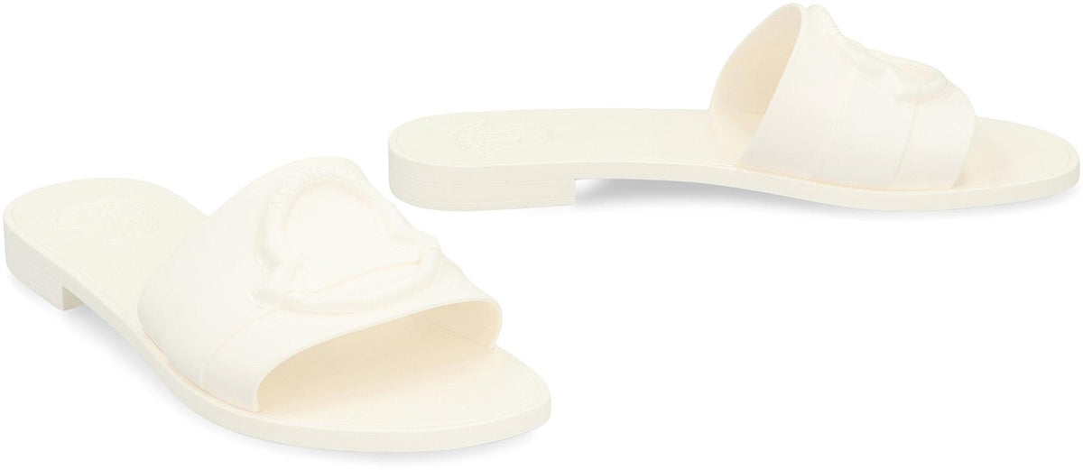 Moncler Leather Logo Slide Sandals White Women’s Slippers