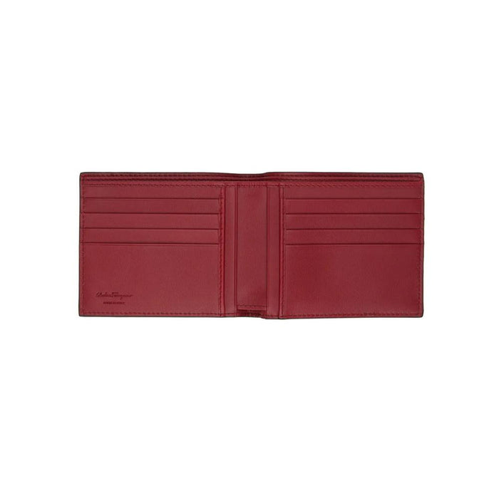 Ferragamo Gancini Two-Tone Black Red Bi-Fold Wallet 66 1075 0753674