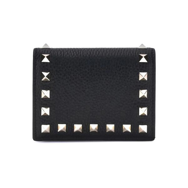VALENTINO Rockstud Black Leather Compact Wallet 8W2P0P39 VSH 0NO