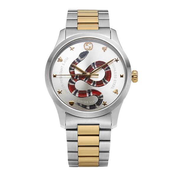 GUCCI Snake Dial Gold Two-Tone Stainless Steel Men’s Watch YA1264075