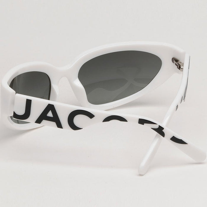 Marc Jacobs White Thick Frame Geek Chic Sporty Sunglasses MARC738S CCP9O