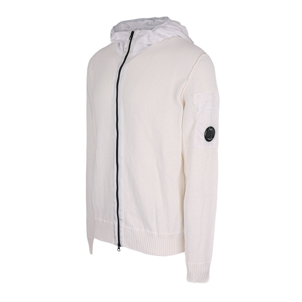 CP Company Men’s Knit Hooded Zip-Up Sweater White