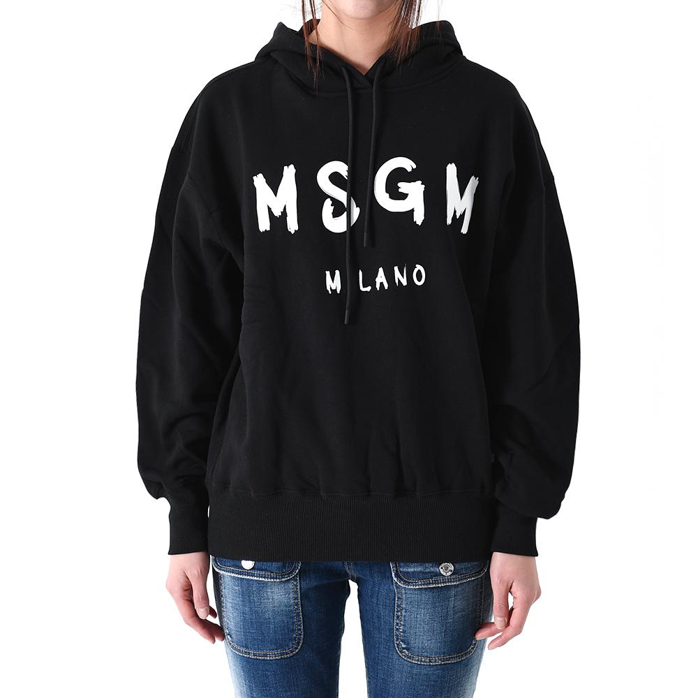 MSGM Brushed Logo Hoodie Black Women’s Hoodie