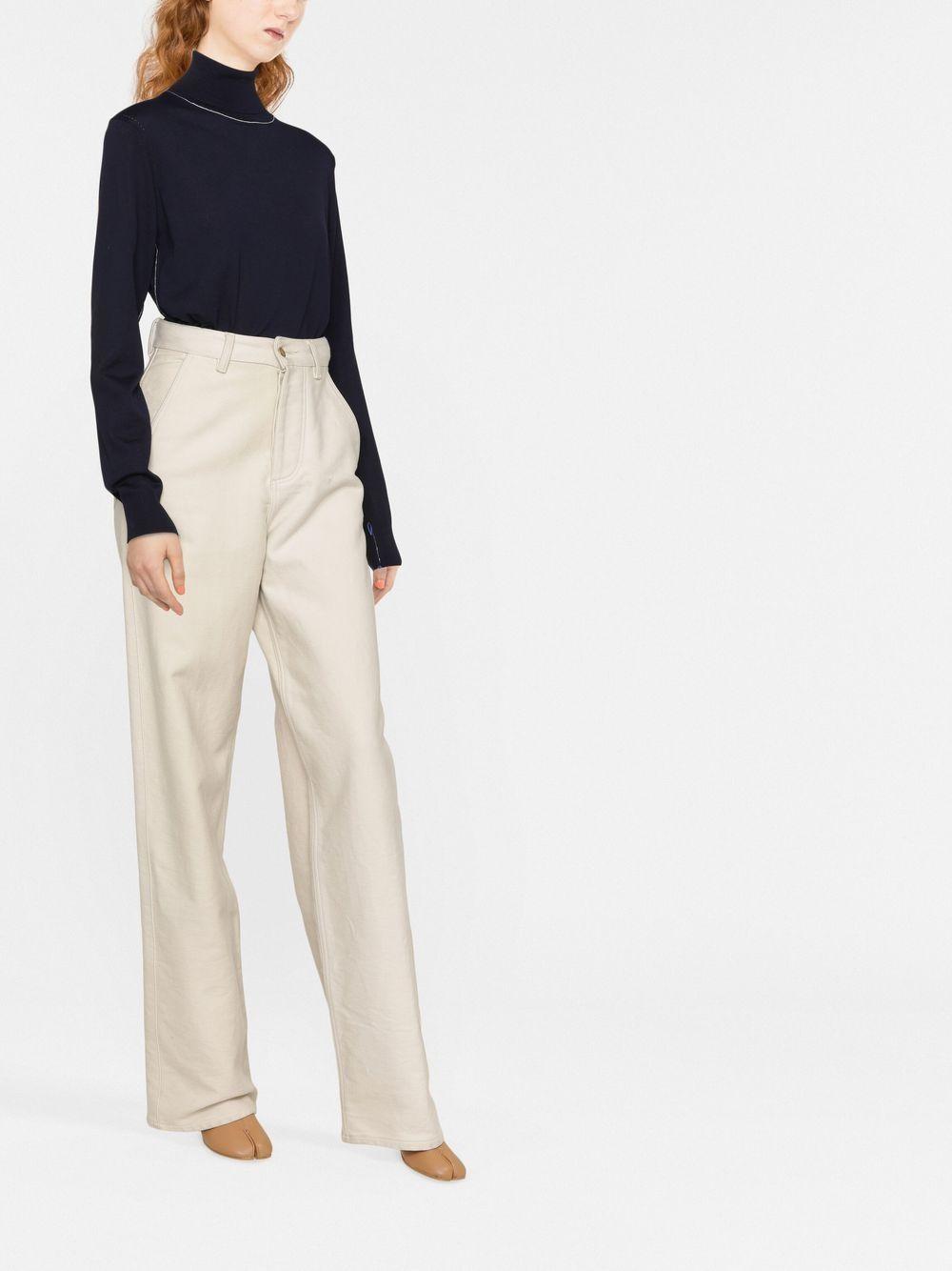 Maison Margiela Navy High Neck Turtleneck Sweater Women Stitch Detail
