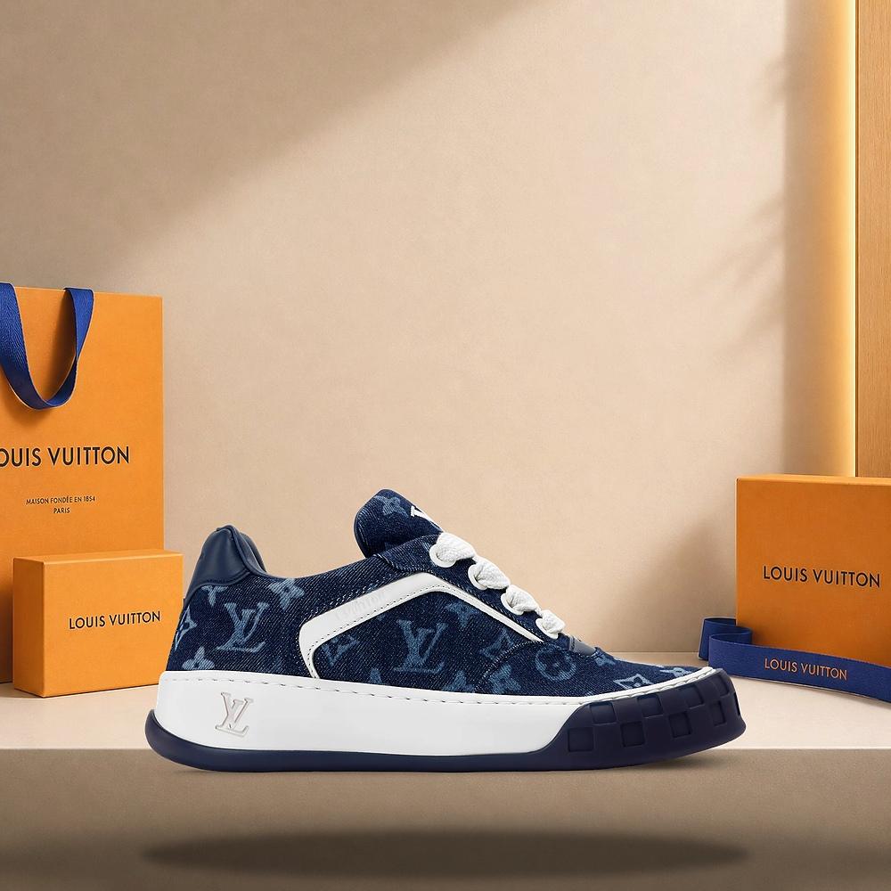 Louis Vuitton Indigo Blue LV Tilted Low Top Sneakers