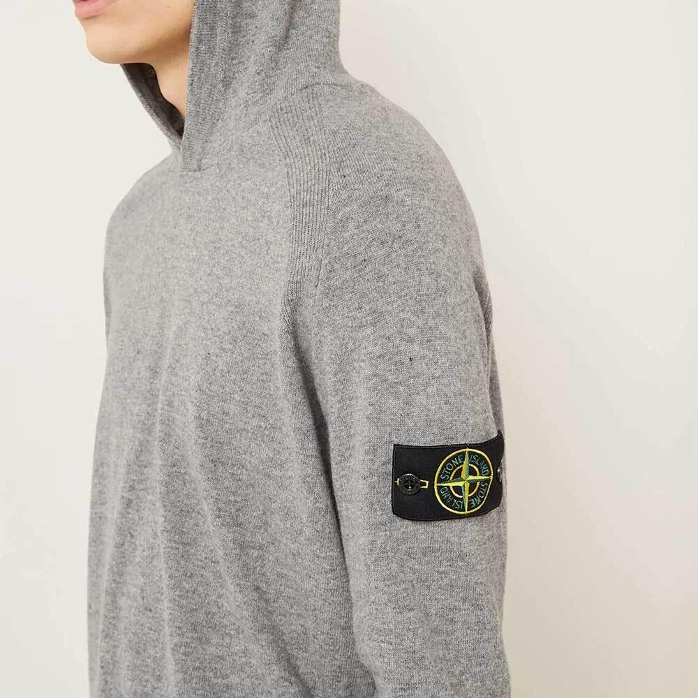STONE ISLAND Mens Melange RWS Knit Hooded Sweater