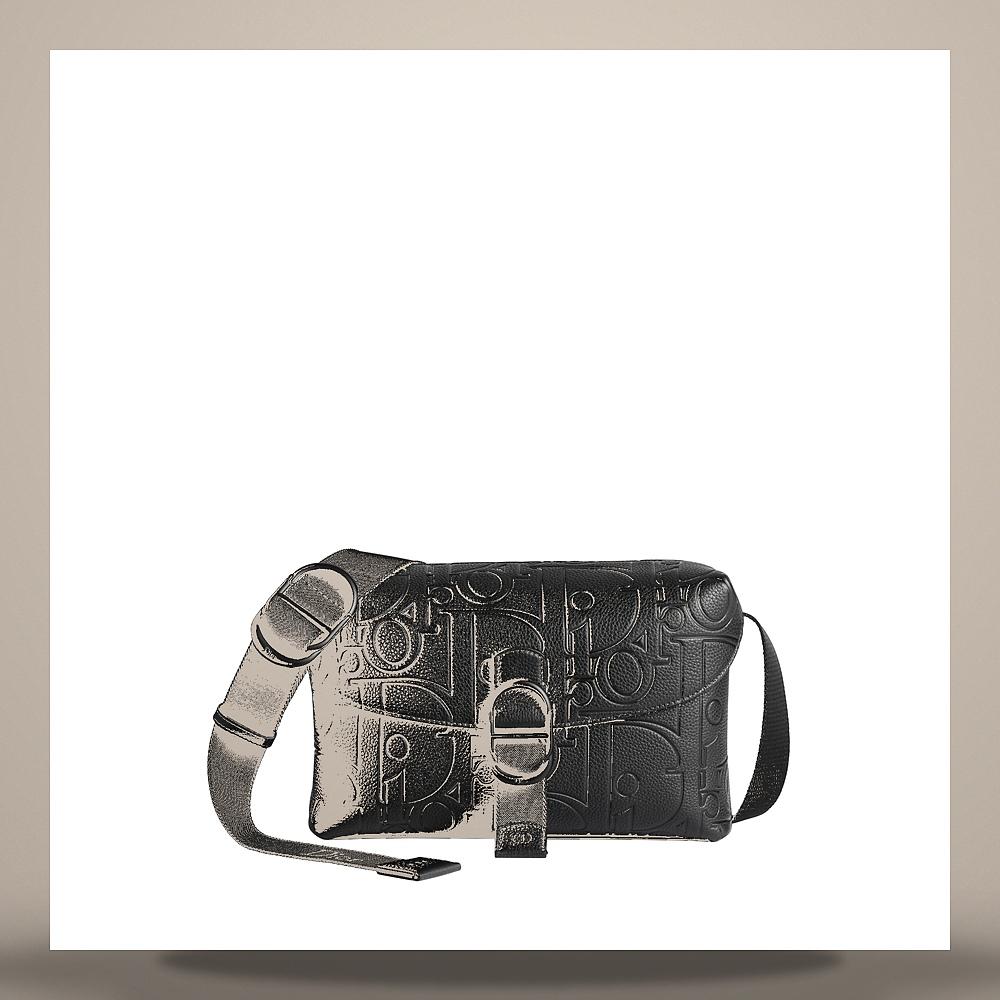 DIOR Black Gravity Leather Zipped Strap Crossbody Bag 1DBPO471MLLH00N