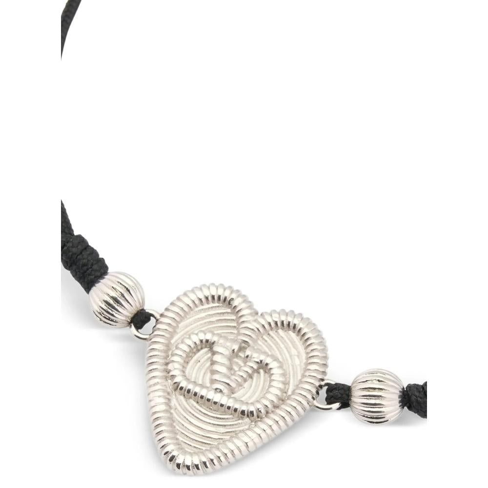 VALENTINO Heart Logo Black Enamel Bracelet Unisex