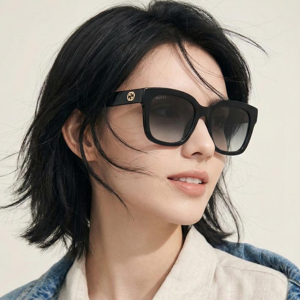 GUCCI Acetate Square Sunglasses Unisex Asian Fit Black